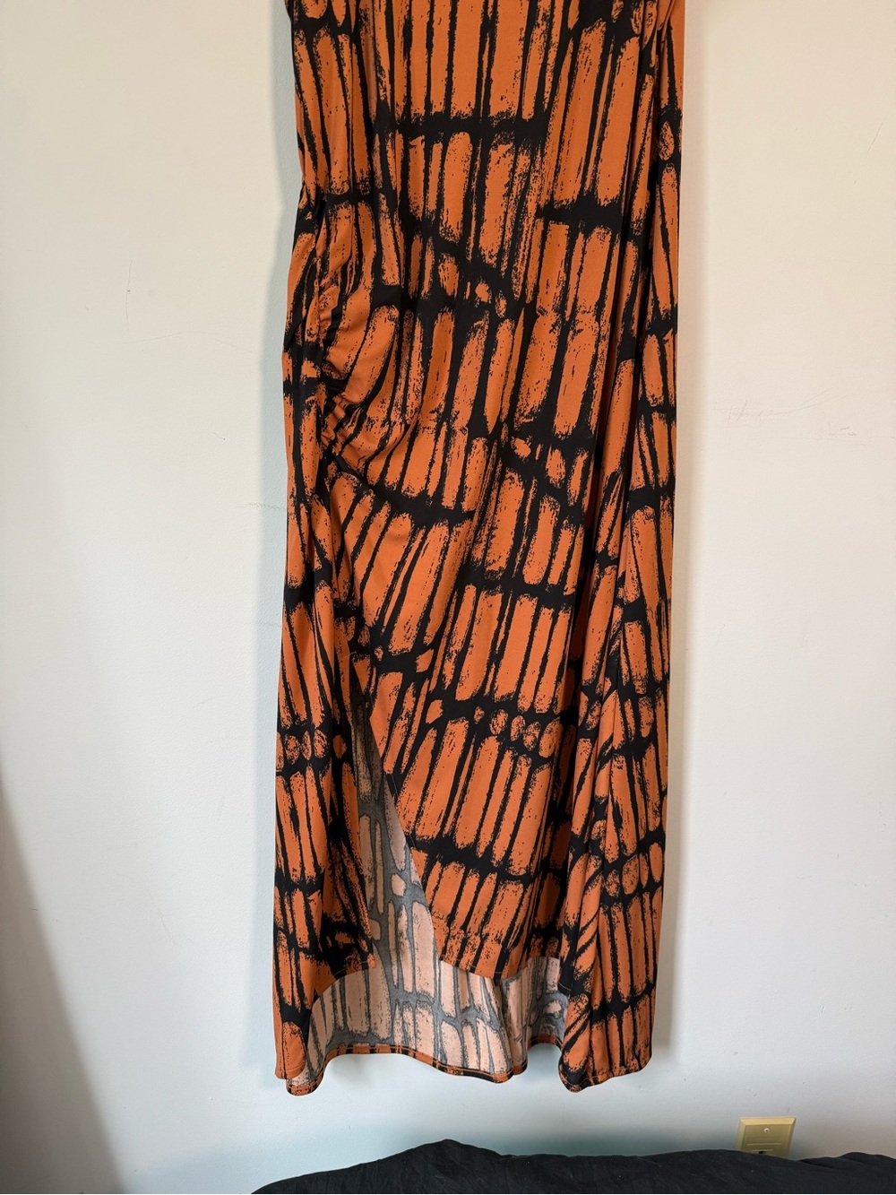Worthington Black/Orange Sleeveless Dress With Slit and Ruching Women’s Size XXL - Picture 3 of 6